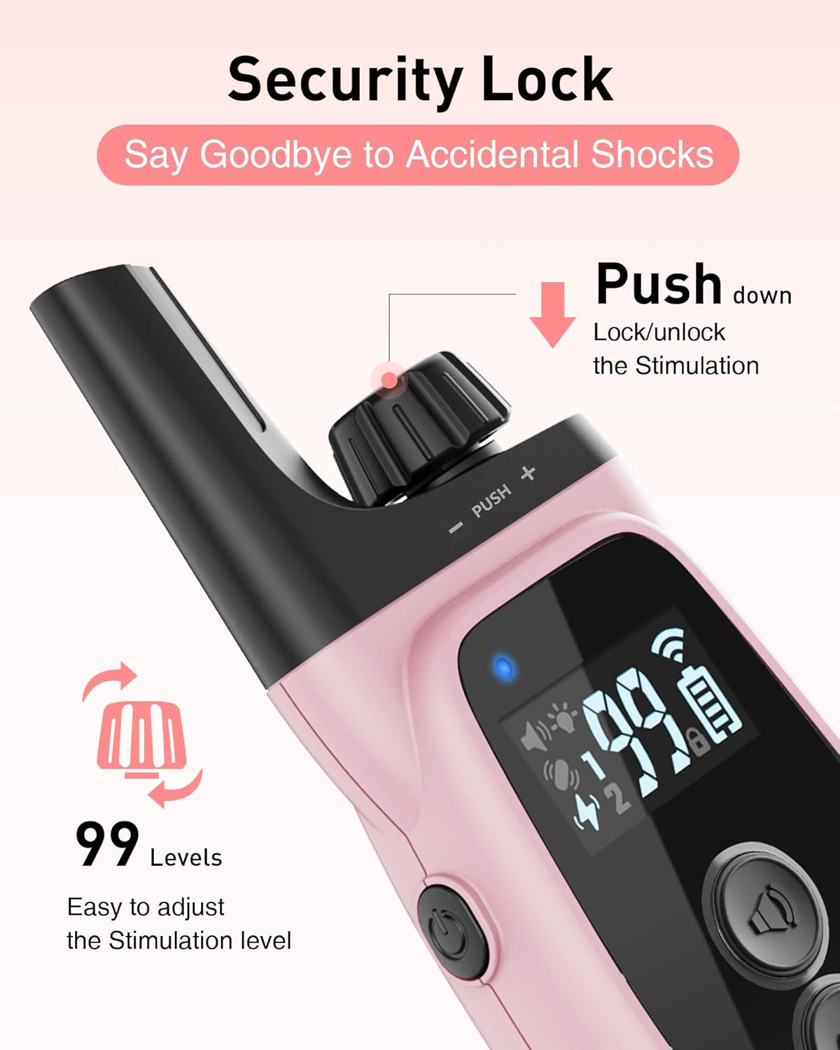 ABBIDOT Shock Collar, 3300Ft Dog Training Collar, 5 Training Modes Dog Shock Collar with Remote, Waterproof Rechargeble Security Lock E Collar for Small Medium Large Dogs
