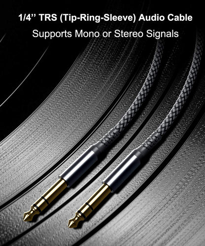 Elebase 1/4 Inch TRS Instrument Cable 10ft 2Pack,Straight 6.35mm Guitar Bass AMP Cord,Quarter inch Male Jack Stereo Audio Balanced TRS Line for Electric Guitar,Bass,Keyboard,Mixer,Amplifier,Speaker