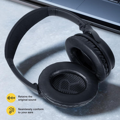 Replacement Ear Pads Earpads for Bose QuietComfort QC 2 15 25 35 Ear Cushion for QC2 QC15 QC25 QC35 SoundLink SoundTrue Around-Ear II AE2 (Black)