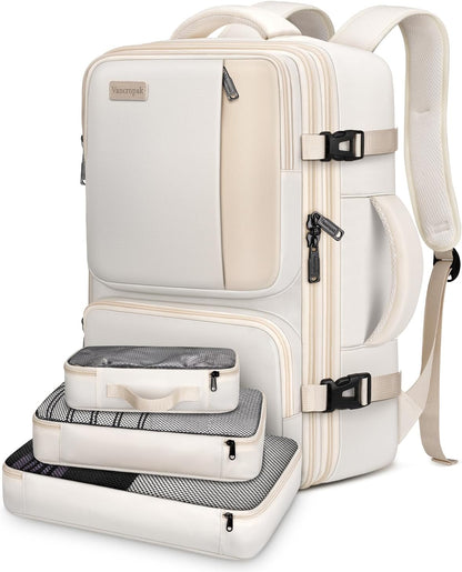 Vancropak Carry on Backpack, Airline Approved 45L Travel Backpack with 3 Packing Cubes