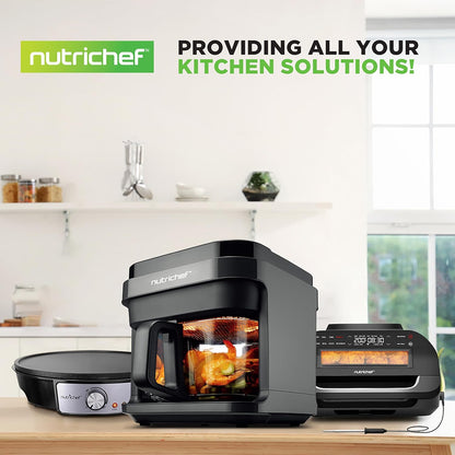 Nutrichef 5.8 Quart Air Fryer | 8-1 Preset Cook Modes | Transparent Fry Bowl for Best Cooking Results | Cook Shrimp, Steak, Fries, Wings, Chicken & More | Precise Temperature Control & Time | Black