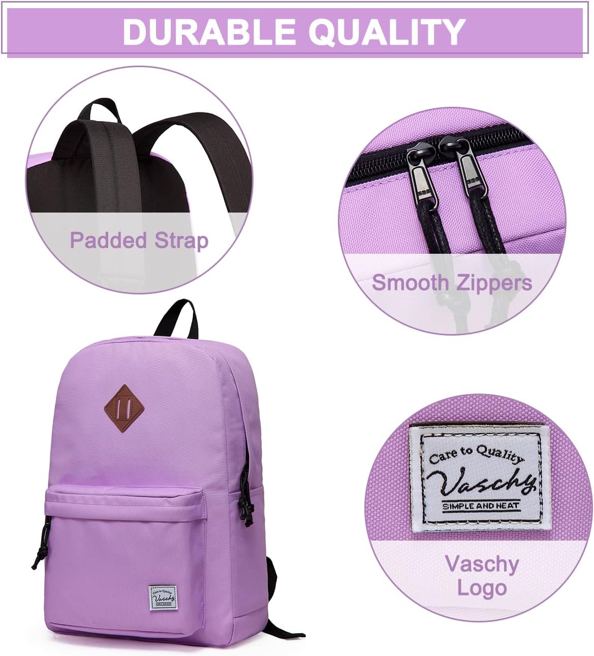 School Backpack for Kids, VASCHY Lightweight Water Resistant Casual Schoolbag Daypack for Men Women Teen Boys Girl Bookbag