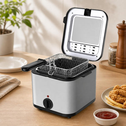 Countertop Electric Deep Fryer 1000W Kitchen Appliance Mechanical Controls for Small Kitchens