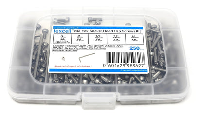 iexcell 25 Pcs M6 x 20mm Thread Pitch 1 mm Stainless Steel 304 Hex Socket Head Cap Screws Bolts Kit