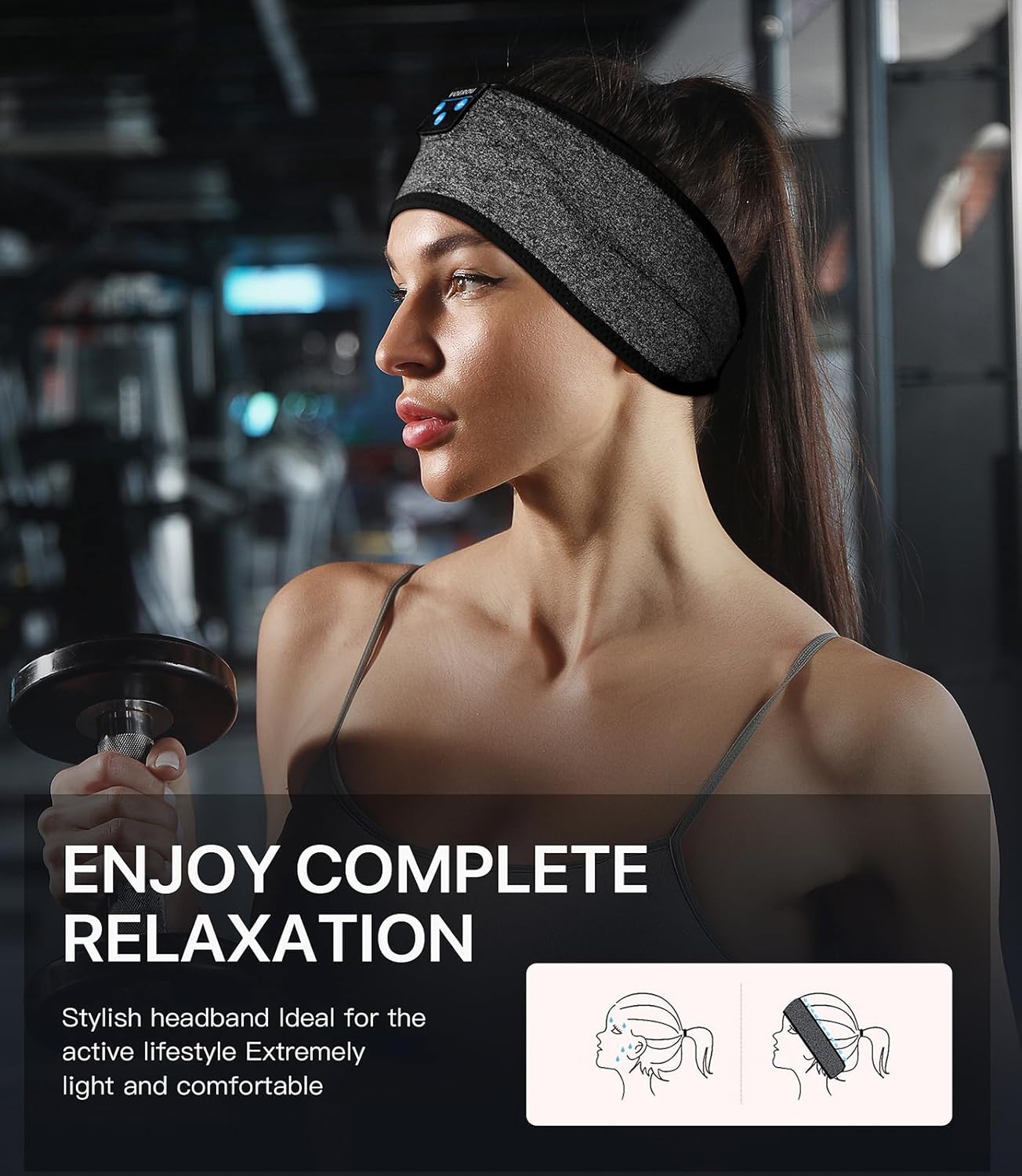 Sleep Headphones Bluetooth Headband, Voerou Wireless Sleeping Headphones Earbuds Sleep Mask with Stereo Speakers-Cool Tech Gadget for Men Women,Perfects for Sleep Workout Running Yoga Travel Insomnia