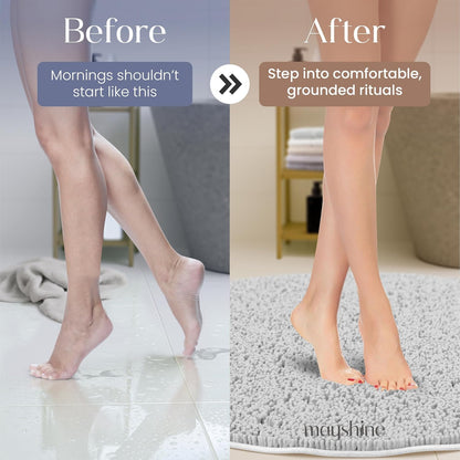 Soft Plush Chenille Bathroom Rug, Absorbent Microfiber Bath Mat, Machine Washable, Non-Slip Grip, Quick-Dry, Thick Shag Carpet Great for Bath, Shower Floor, Bedroom, or Door Mat (Beige, 17x24)