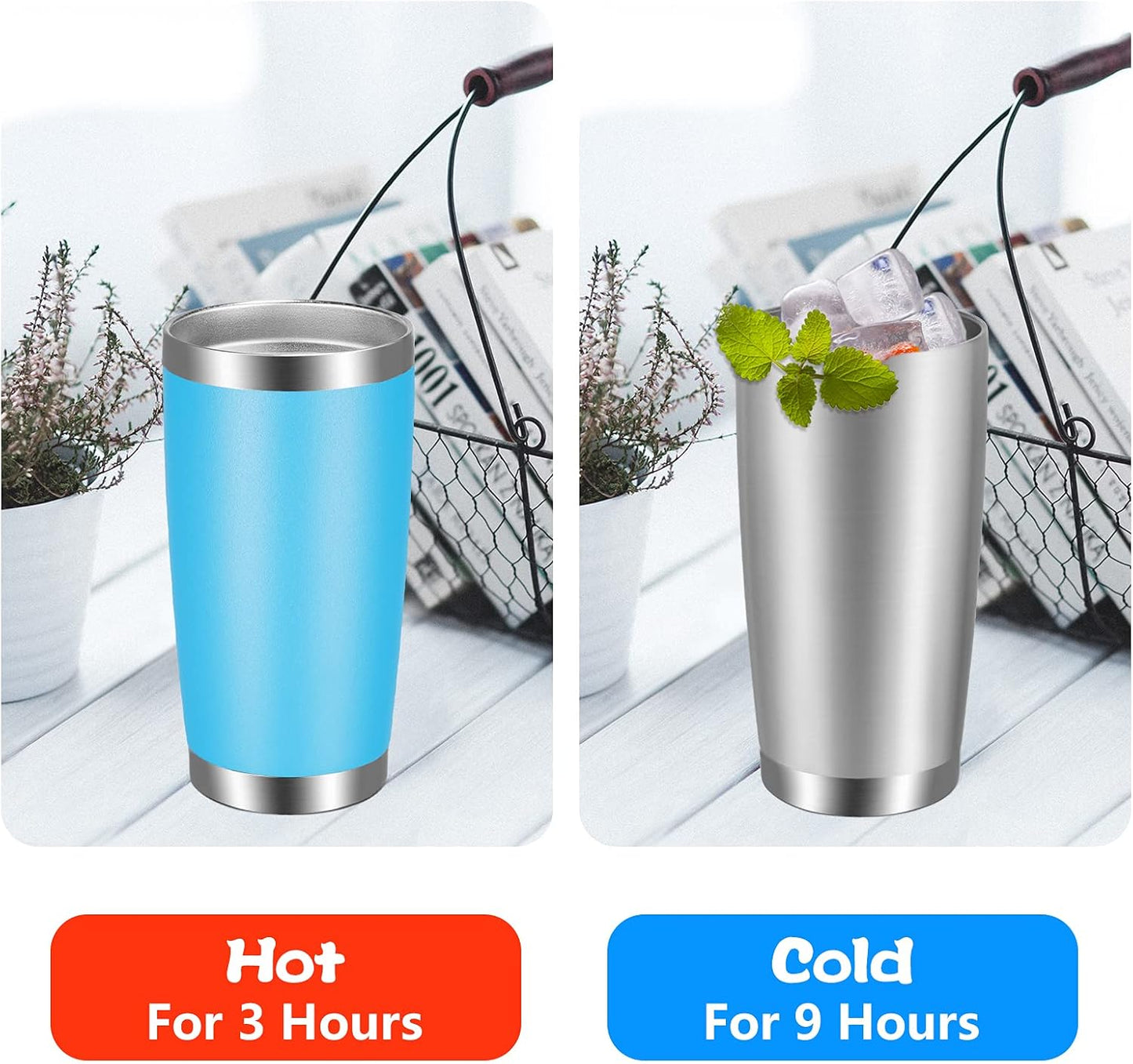 VEGOND 20oz Tumbler with Lid and Straw Stainless Steel Tumbler Cup Bulk Vacuum Insulated Double Wall Travel Coffee Mug Powder Coated Coffee Cup (Bluish Violet 6 Pack)