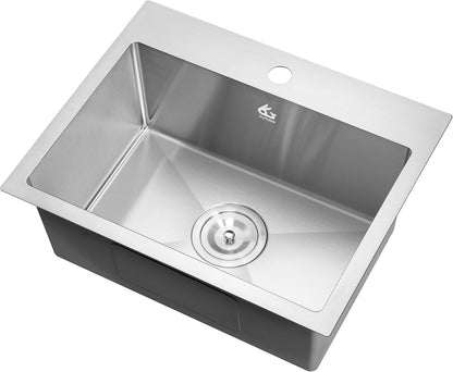 Yutong 16" x 20" Top-Mount/Drop in SS304 Stainless Steel Kitchen Black Sink Single Bowl Without Grid