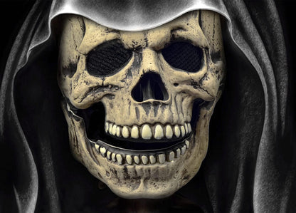 LEKA NEIL Skull Mask Creepy Halloween Full Head Skull Mask with Moving Jaw Scary Latex Helmet with Movable Mouth