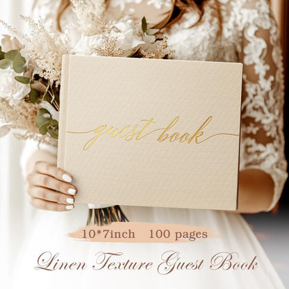 Wedding Guest Book,10 * 8in Guest Book for Wedding Receptions, Baby Shower, Funeral, Birthdays, and Celebration Events, 100Pages Polaroid Guest Book Wedding Decorations 2 Stickers and a Pen