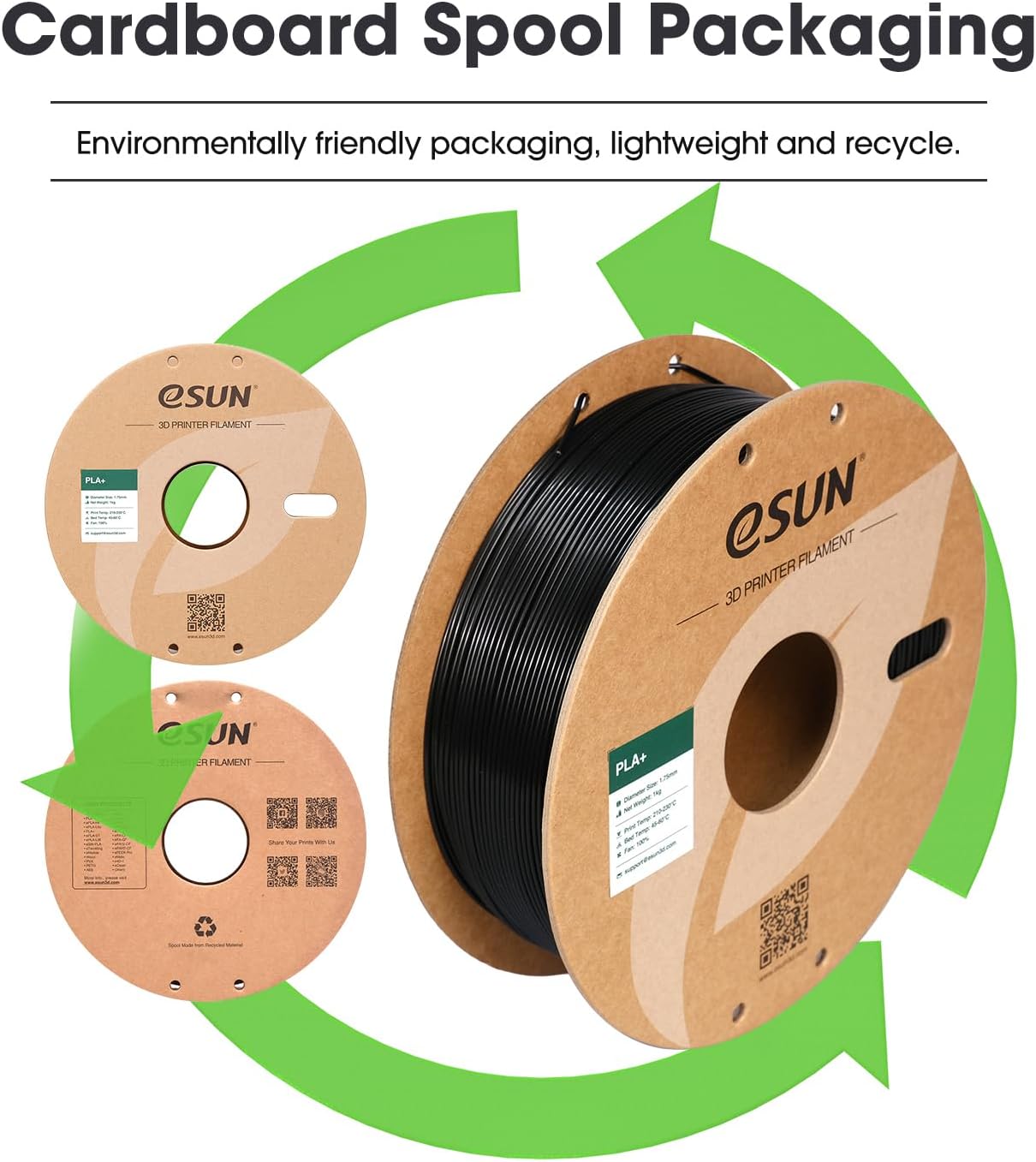 eSUN PLA Plus Filament 1.75mm, PLA Pro PLA+ 3D Printer Filament, Dimensional Accuracy +/- 0.03mm, 2.2 LBS (1KG) Spool 3D Printing Consumables for Most FDM 3D Printers, Black