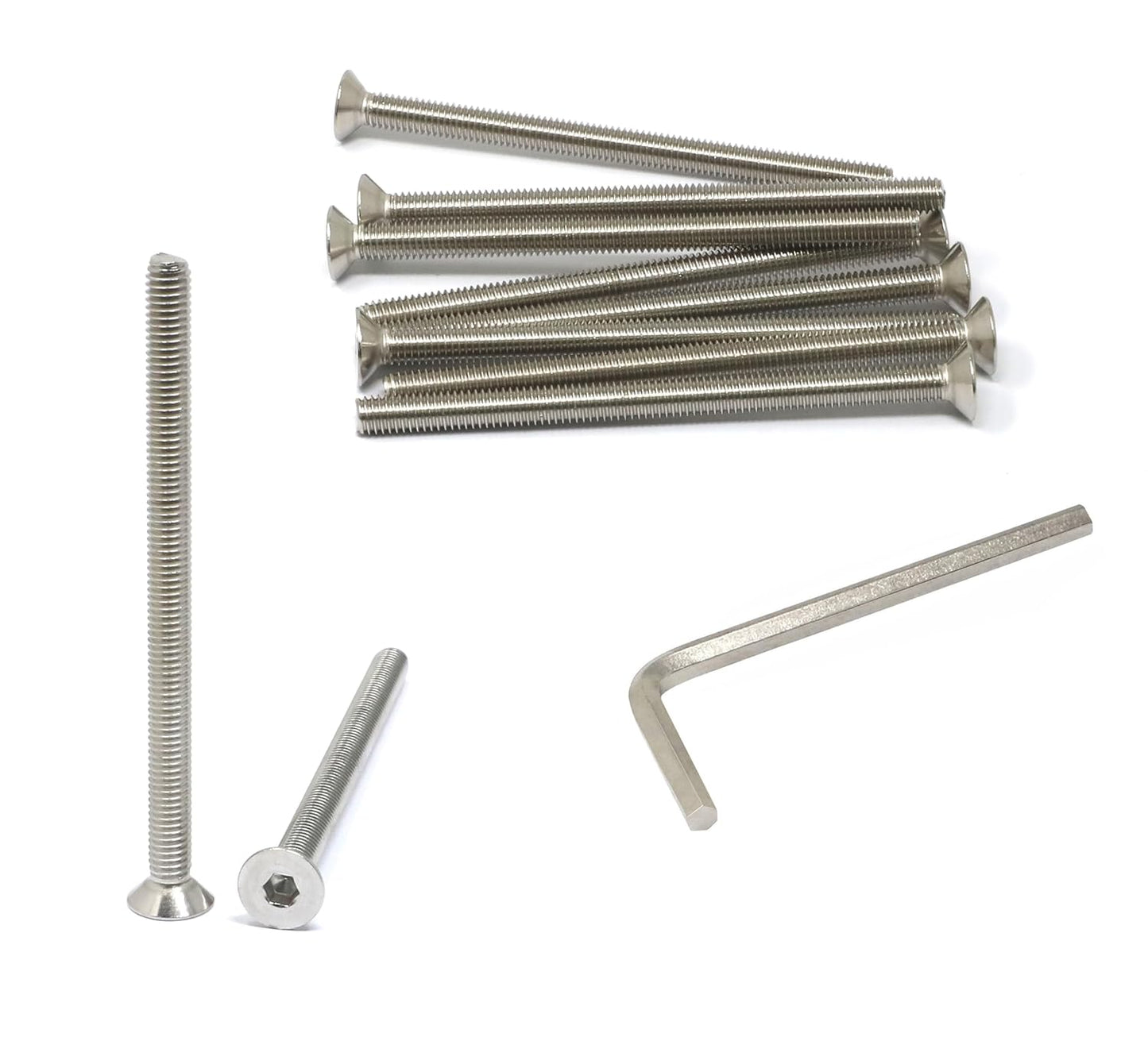 iexcell 5 Pcs M8 x 80mm Thread Pitch 1.25 mm Stainless Steel 304 Hex Socket Flat Head Cap Screws Bolts Kit