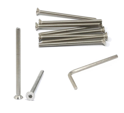 iexcell 5 Pcs M8 x 80mm Thread Pitch 1.25 mm Stainless Steel 304 Hex Socket Flat Head Cap Screws Bolts Kit