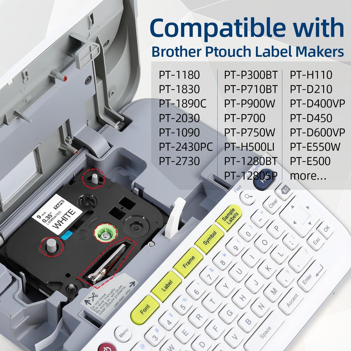 5 Pack Compatible with Brother Label Maker Tape P Touch TZe TZ Tape 12mm 0.47'' Laminated White TZe-231 TZ 231 Label Tape for Brother P-Touch PT-H110 PT-D210 PT-D600 PT-D400AD PT-1290