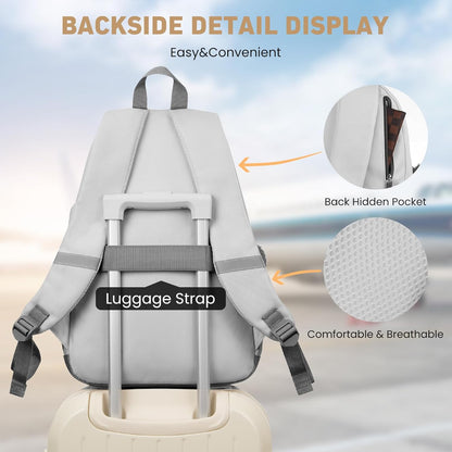 WINDARS School Backpack for Teen Girls, Cute College Backpacks for Women Students Aesthetic Bookbag Large 15.6 Inch Laptop Bag Middle School Travel Back Pack (Khaki Beige)