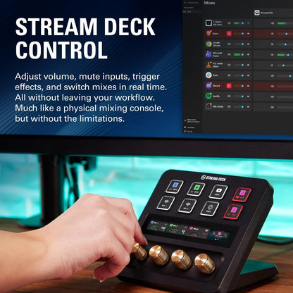 Elgato Wave XLR MK.2 USB Audio Interface and DSP Mixer | 80dB gain, Onboard voice effects, LED level feedback, Touch mute, Ultra-low-latency monitoring, Works with Stream Deck