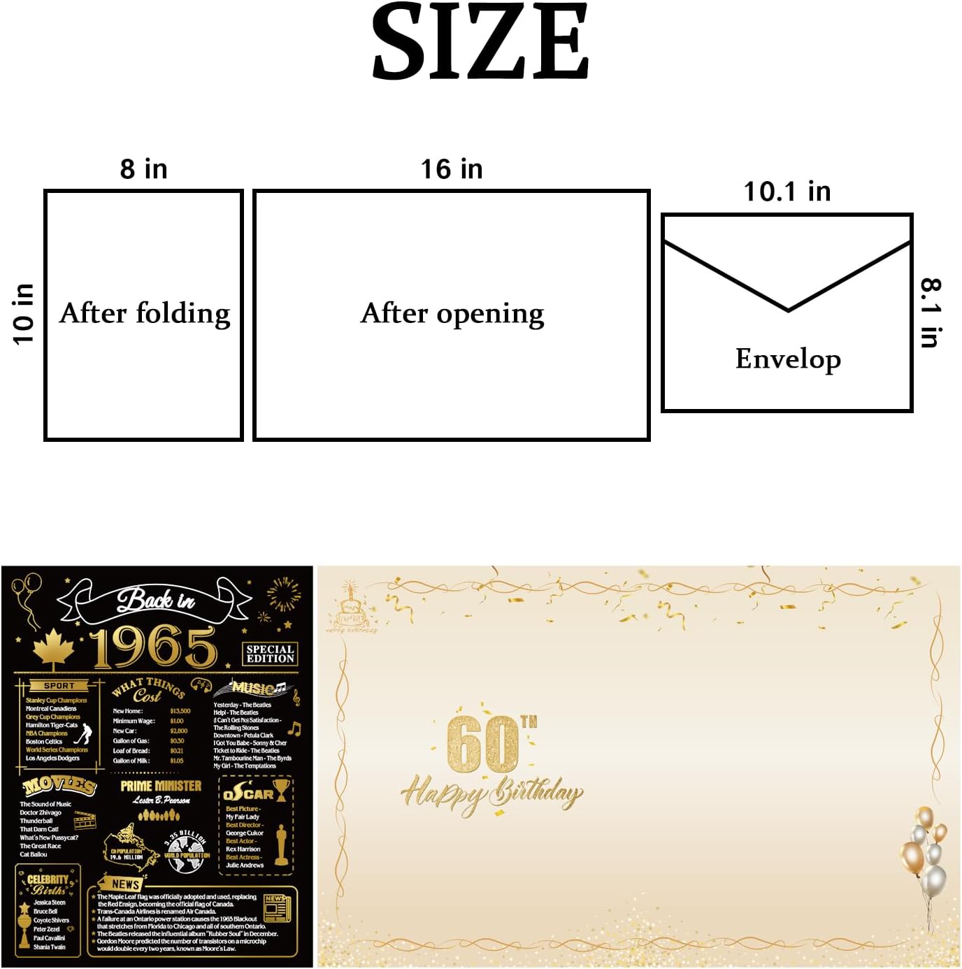 50th Birthday Card, Jumbo CANADA 25x20cm Back in 1975, Gilding Happy 50th Birthday Decoration for Woman, Men, Funny 50 Birthday Gifts for Wife, Husband, Him, Her, Mom