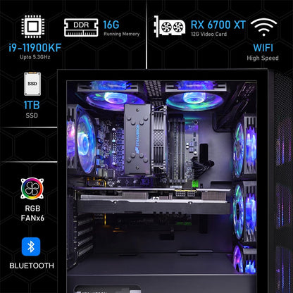 STGAubron Gaming Desktop PC, Radeon RX 590 8G GDDR5, Intel i7 Xeon E5 2.5G up to 3.3G, 32G DDR3, 1T SSD,600M WiFi, BT 5.0, RGB Fan x 6, RGB Keyboard & Mouse & Mouse Pad, W10H64