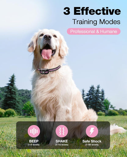 Bousnic Dog Shock Collar - 3300Ft Dog Training Collar with Remote for 5-120lbs Small Medium Large Dogs Rechargeable Waterproof e Collar with Beep (1-8), Vibration(1-16), Safe Shock(1-99) (Orange)