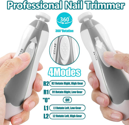 Qunlions life Electric Nail File Drill for Baby, No Sharp Claws Hurt, 6 in 1 Safety Cutter Trimmer Clipper for Toes and Fingers (Blue)
