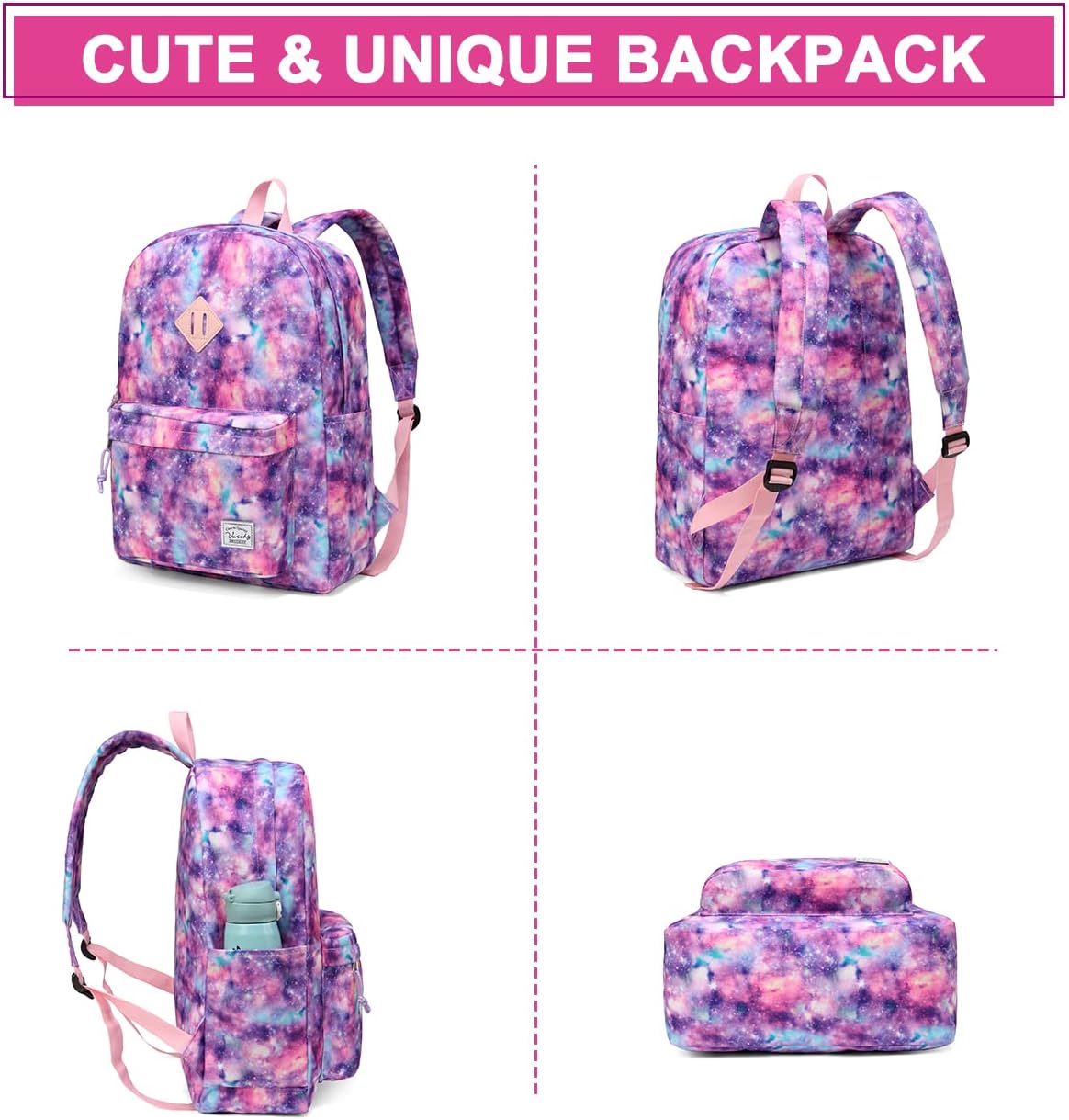 School Backpack for Kids, VASCHY Lightweight Water Resistant Casual Schoolbag Daypack for Men Women Teen Boys Girl Bookbag