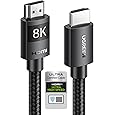 UGREEN 10K 8K HDMI 2.1 Cable 48Gbps 6FT, Certified 8K@60Hz 4K@120Hz 144Hz High Speed Gaming Cable Braided Cord, eARC HDCP 2.3 Dynamic HDR Compatible for HDTV/PS5/Xbox/SoundBar/RTX3090/Blu-ray