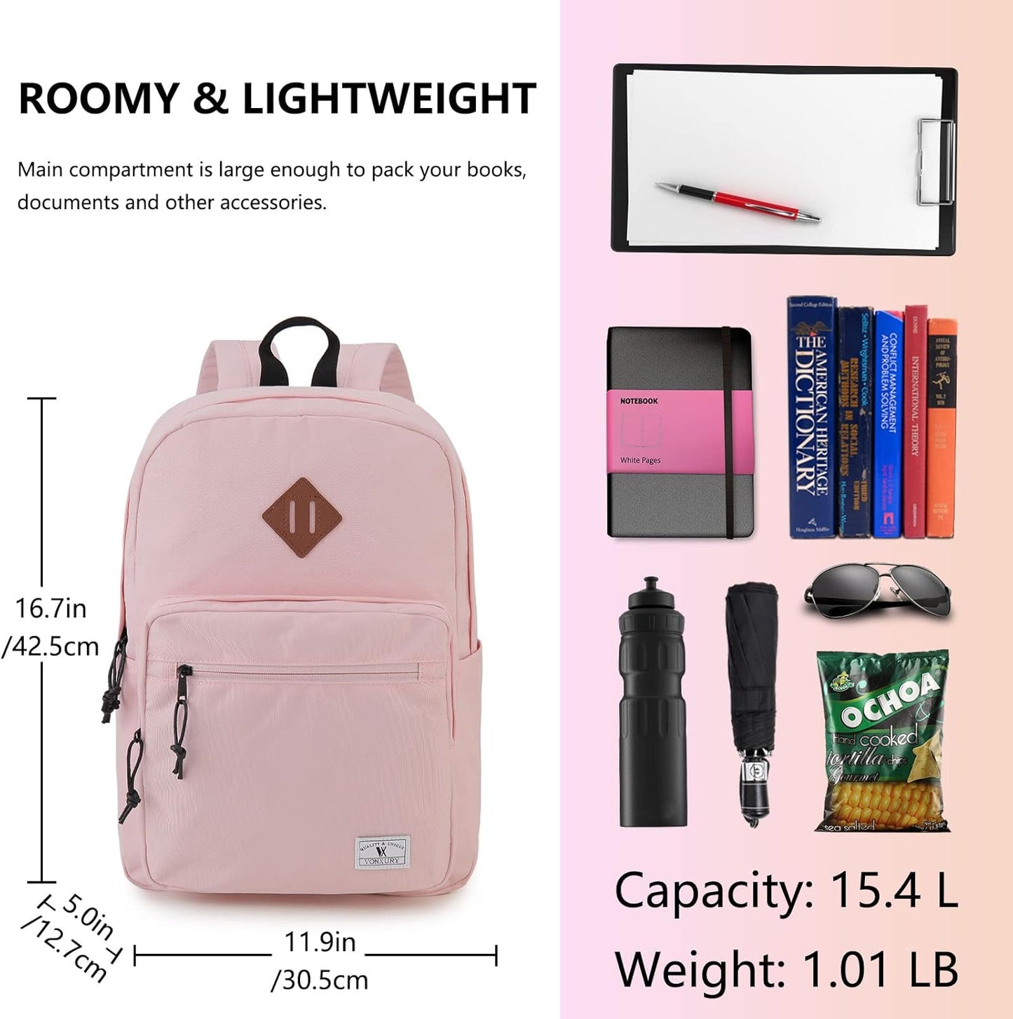 School Backpack for Kids,Lightweight Water Resistant Work Travel Backpack for Women Men Teens VONXURY