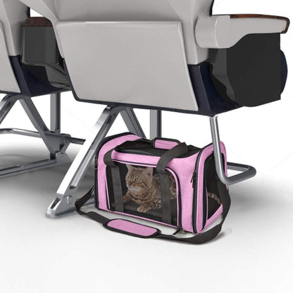 SFBAIHEN Cat Carriers Dog Carrier Pet Carrier for Small Medium Cats Dogs Puppies up to 15 Lbs, TSA Airline Approved Small Dog Carrier Soft Sided, Collapsible Waterproof Travel Puppy Carrier (Pink)