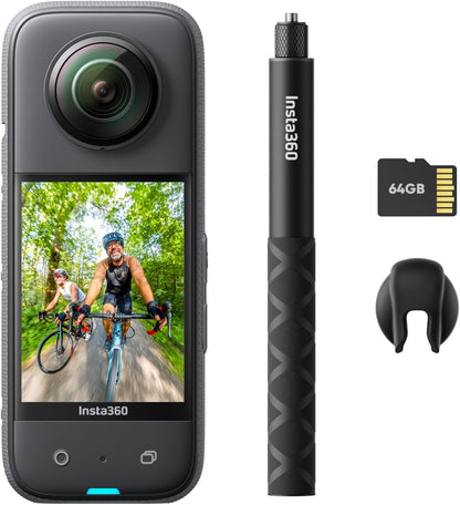 Insta360 Get-Set Bundle- Insta360 X3 Waterproof 360 Action Camera with 1 2 48Mp Sensors, Active HDR Video, 72Mp 360 Photo, 4K Single Lens, 60Fps Me Mode, Stabilization, 2.29 Touchscreen, Ai Editing