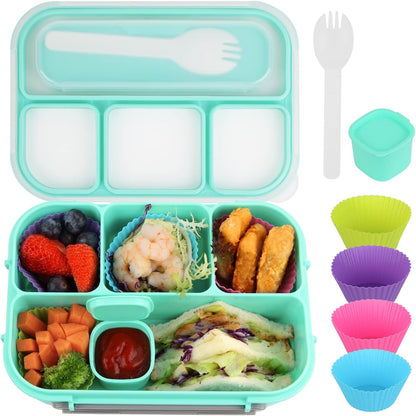 MaMix Bento Lunch Box Adult, Kids, Lunch Containers for Adults/Kids/Students,1300ML-4 Compartment (Blue)