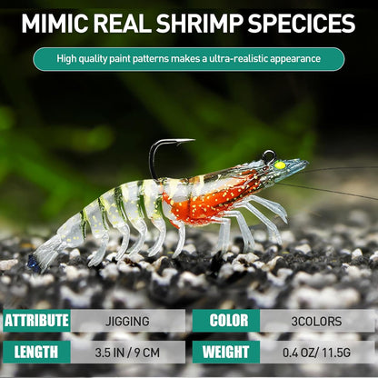 TRUSCEND Pre-rigged Fishing Jig Lures for Freshwater and Saltwater, Innovative Super Durable TPE Bass Lures, Lifelike Shrimp Crayfish Swimbait, Weedless Lure for Crappie Trout Walleye, Keep Separately