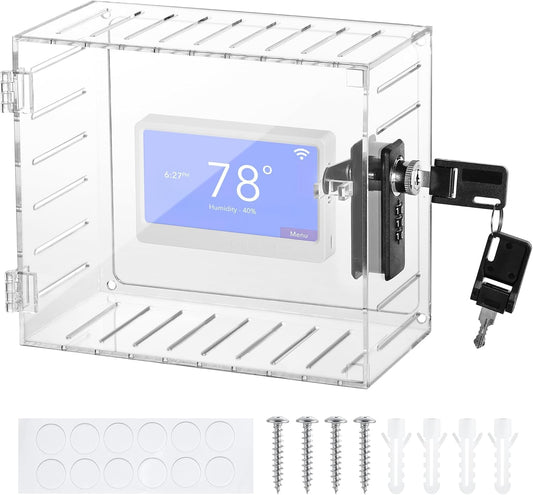 Fortstrong Thermostat Lock Box - Security AC Cover with Dual Combination and Key Locks - Air Conditioner Temperature Control Lockable Boxes - Locking Covers for Thermostats on Wall