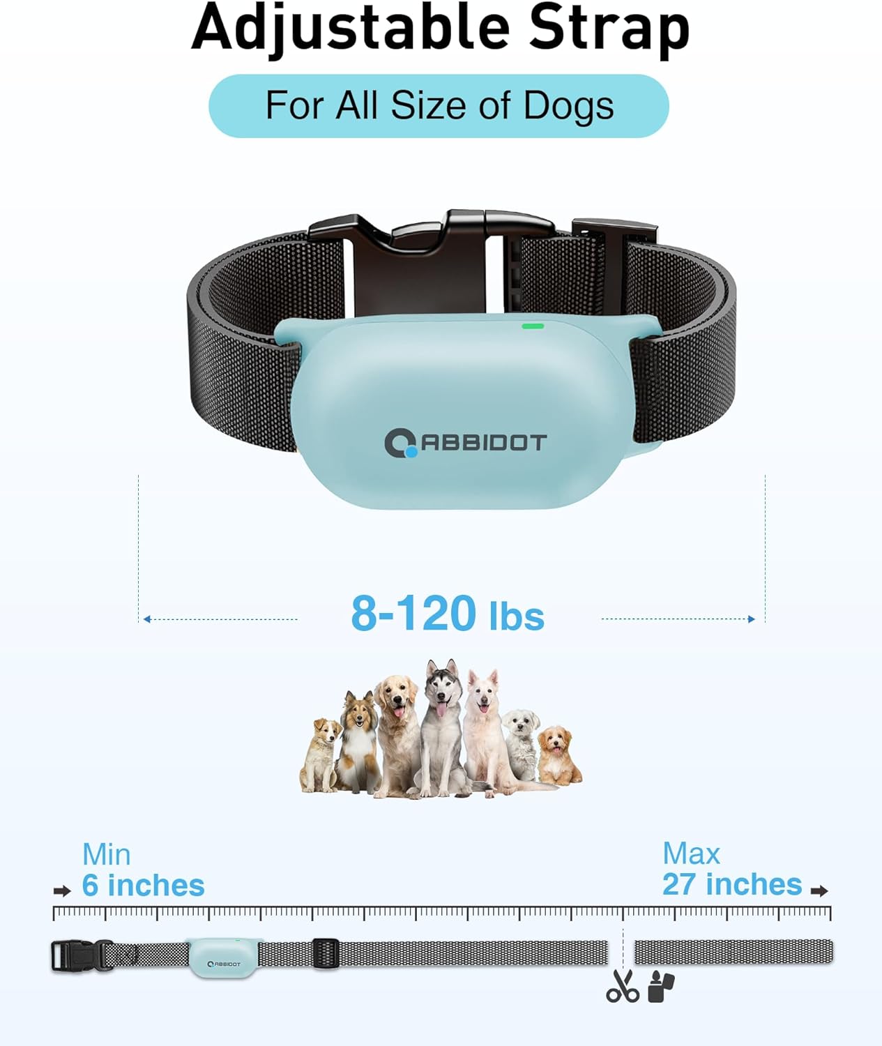 ABBIDOT Shock Collar (8-120 lbs) - Small Size Dog Training Collar with Remote Waterproof Rechargeable Dog Shock Collar with Remote E Collar for Small Medium Large Dogs (Light Pink)