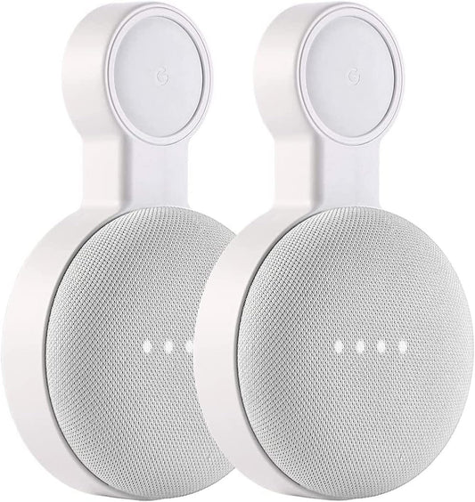 (2 Pack) Outlet Wall Mount Holder for Google Home Mini and Google Nest Mini, A Space-Saving Accessories with Cord Management for Google Mini Smart Speaker, No Messy Wires or Screws