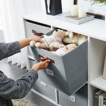 DECOMOMO Cube Storage Bin, Storage Cubes with Labels, Baskets for Shelves Kallax Linen Closet Organizers (Cube 10.5x11"/ 6pcs, Black)