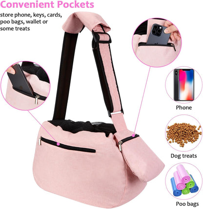 Ownpets Pet Dog Sling Carrier Bag Adjustable Padded Strap Dog Hand Free Safe Mesh Pet Carrier for Small Medium Dog Cat, Fit 10lbs up to 20 Pounds