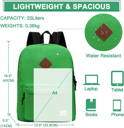 School Backpack for Kids, VASCHY Lightweight Water Resistant Casual Schoolbag Daypack for Men Women Teen Boys Girl Bookbag