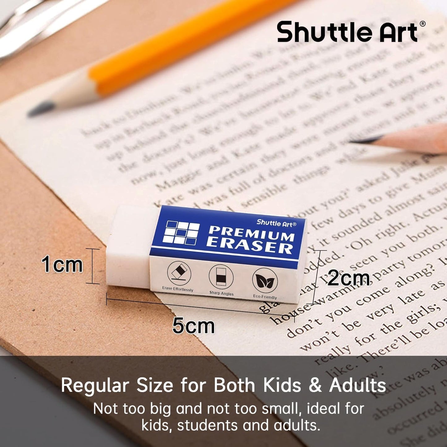 Shuttle Art 72 Pack Premium White Erasers, Bulk Classroom Erasers Set for Kids Teachers as School and Office Supplies