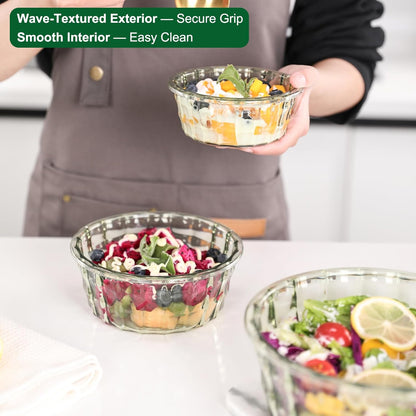 TaiuTaiuloo 3-Piece Salad Bowls with Lids & Handle, BPA Free Plastic Meal Prep Containers for Lunch, Kitchen Mixing & Serving Bowls for Salad, Snack, Fruit, Veggie, Pink