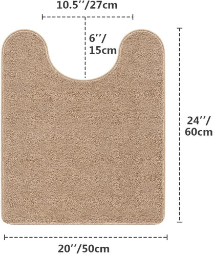 Bathroom Rugs Set 2 Pieces - Bath Rugs Ultra Soft Absorbent Non-Slip Fluffy Thick Microfiber Cozy Bath Mats Set for Tub Shower Bathroom Floors Accessories, 20"x32" & 16"x24" Set of 2 (Beige)