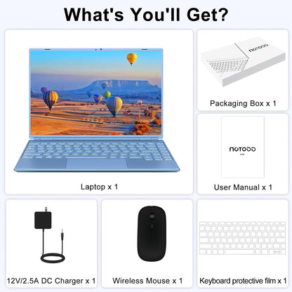 NOTODD Laptop 16" 12GB LPDDR4 512GB SSD Celeron N5095 Up to 2.9Ghz Quad-Core Win 11 PC 1920*1200 2K Screen Dual WIFI Support 2.5" HDD 1TB SSD Expand with Cooling Fan Numeric Keypad for Business-Blue