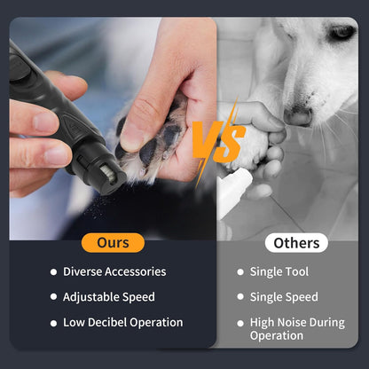 Dog Nail Grinder with LED Light, Rechargeable Pet Nail Grinder Kit with Nail Grinder and Trimmer, Low-Noise, 2-Speed Powerful Pet Nail Trimmer for Large Medium Small Animal Nail Care (Blue)