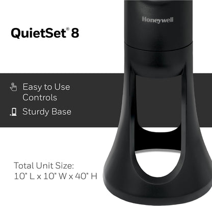 Honeywell HYF290B Quietset 8-Speed Whole-Room Tower Fan, Black