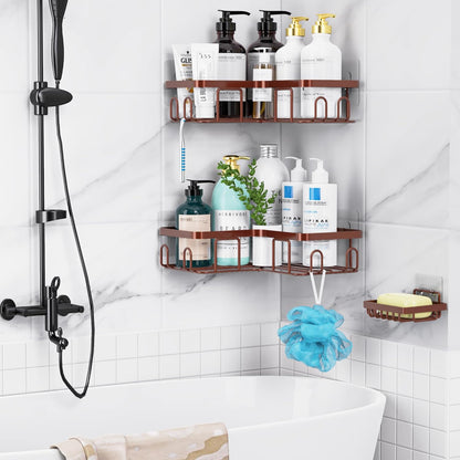 MOFOROCO 3-Pack Shower Caddy Corner Basket Shelf with Soap Holder, No Drilling Traceless Adhesive Shower Wall Shelves, Black Bathroom Shower Storage Organizer（ for 90-Degree Right-Angle Walls）