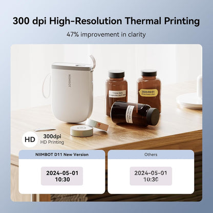 NIIMBOT D110 Mini Label Maker Machine with Tape(Pre-Cut Size 12x40mm), Portable Bluetooth Sticker Printer, Inkless Automatic Feeding One-Touch Custom Printing, Compatible with Phone Only