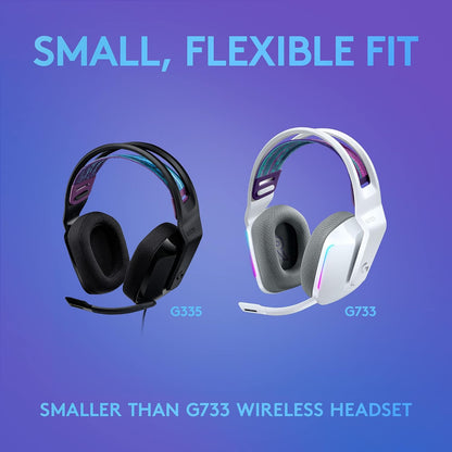 Logitech G535 Lightspeed Wireless Gaming Headset - Lightweight on-Ear Headphones, flip to Mute mic, Stereo, USB Rechargeable - Black