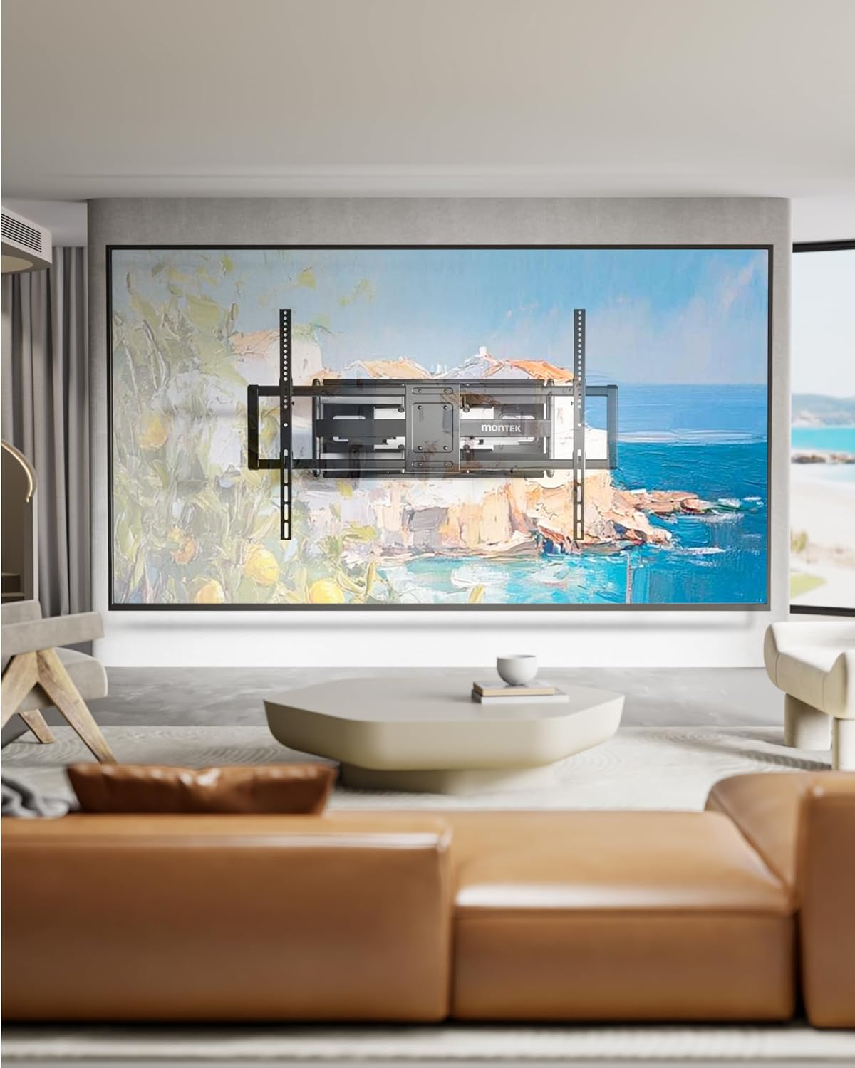 monTEK Heavy Duty TV Wall Mount for 60"–120" TVs, Pre-Assembled & 265lbs 3X Tested, Full Motion TV Mount with Tool-Free Tilt/Swivel/Extension, Max VESA 900x600, Fits 16"/18"/24" Studs - PuriLite
