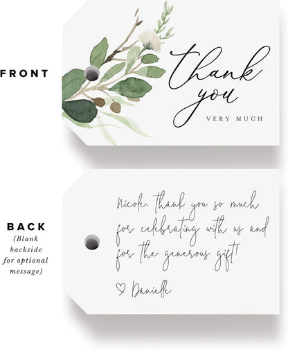Bliss Collections Thank You Cards - Cards for Weddings, Receptions, Bridal Showers, Baby Showers, Graduations, Special (Rustic Greenery - 25 pieces)