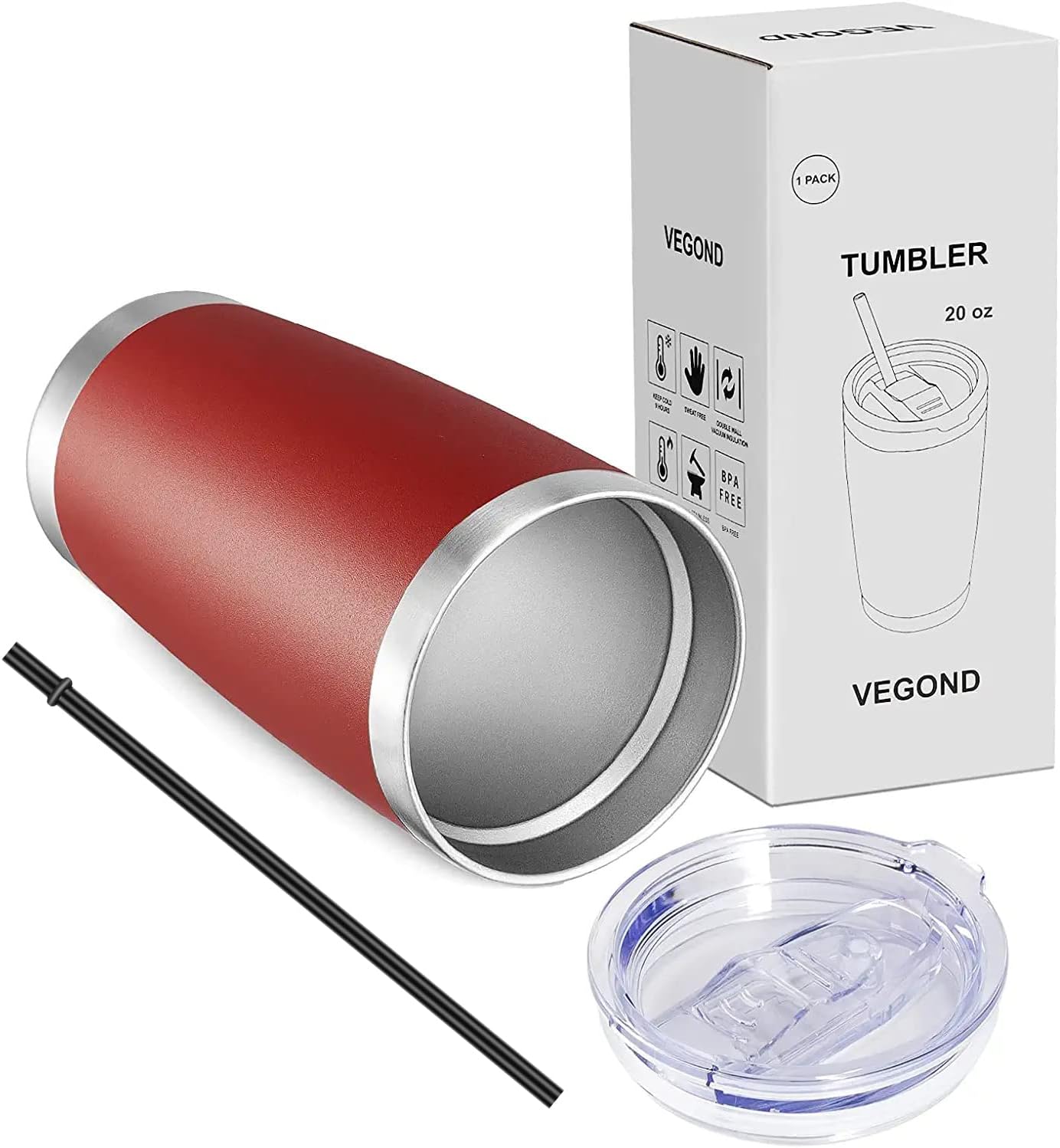 VEGOND 20oz Tumbler with Lid and Straw Stainless Steel Tumbler Cup Bulk Vacuum Insulated Double Wall Travel Coffee Mug Powder Coated Coffee Cup (Bluish Violet 6 Pack)