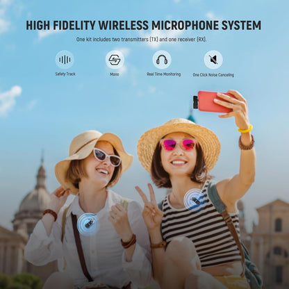 NEEWER CM28 Wireless Lavalier Microphone System with Charging Case, 1 Click Noise Canceling, 4GB Storage for 9Hrs of 48KHz 16 Bit Uncompressed Audio Lapel Mic Compatible with iPhone/Android/PC/Camera